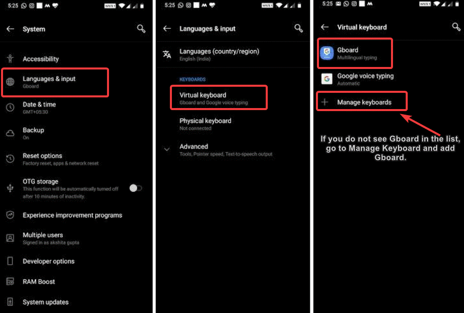 Manage Gboard