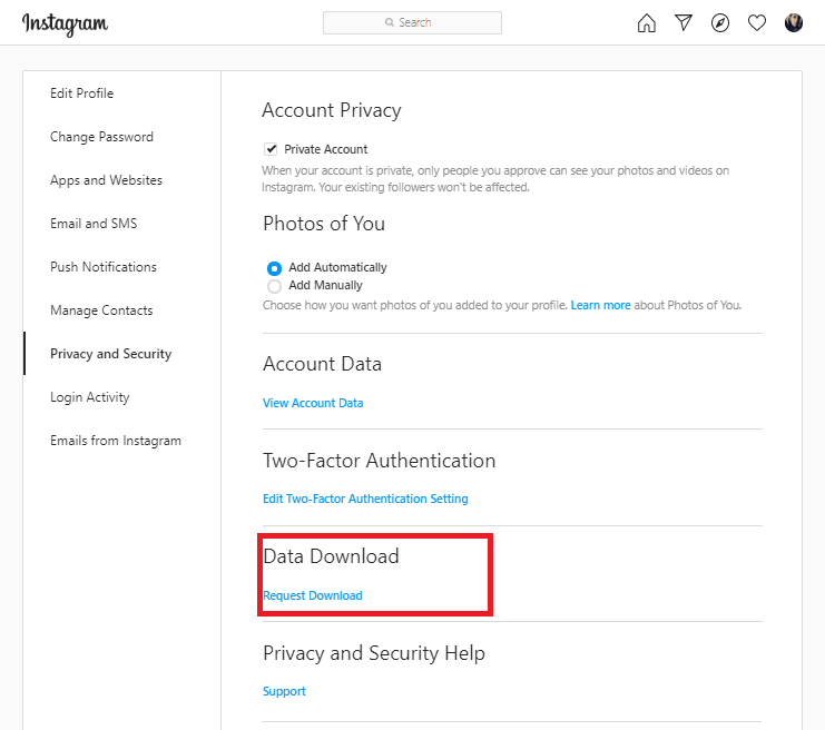 Request Data Download