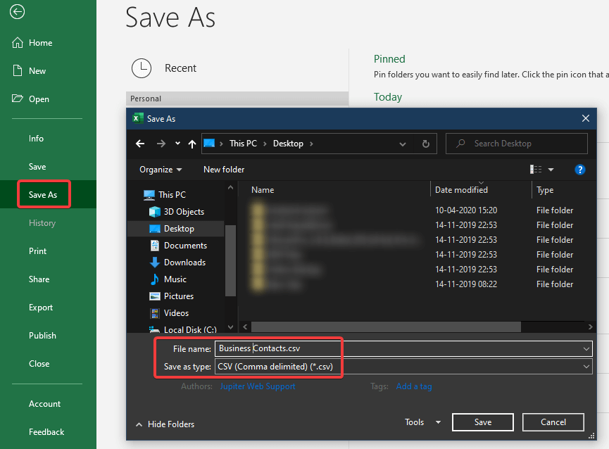 Save excel sheet as csv file