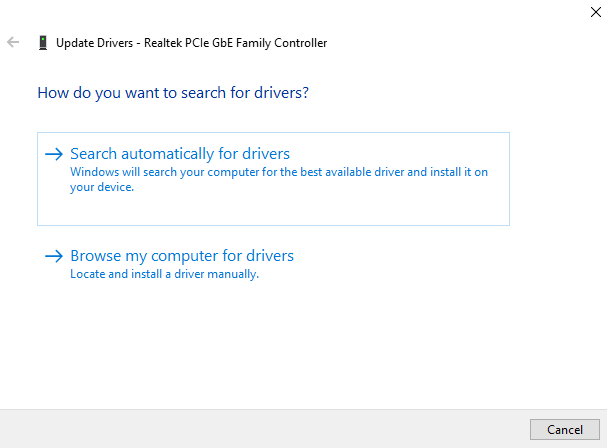 Search For Automatically Updated Driver