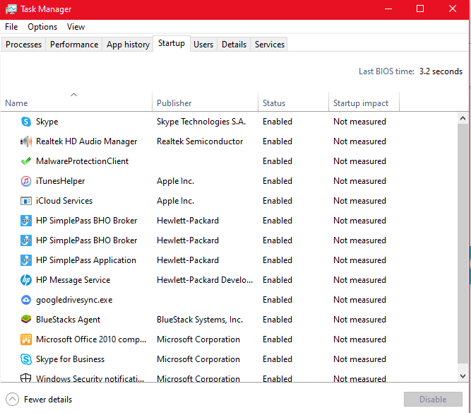 Task manager in windows