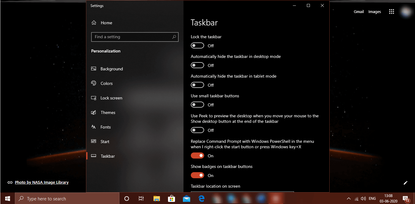 Taskbar Settings