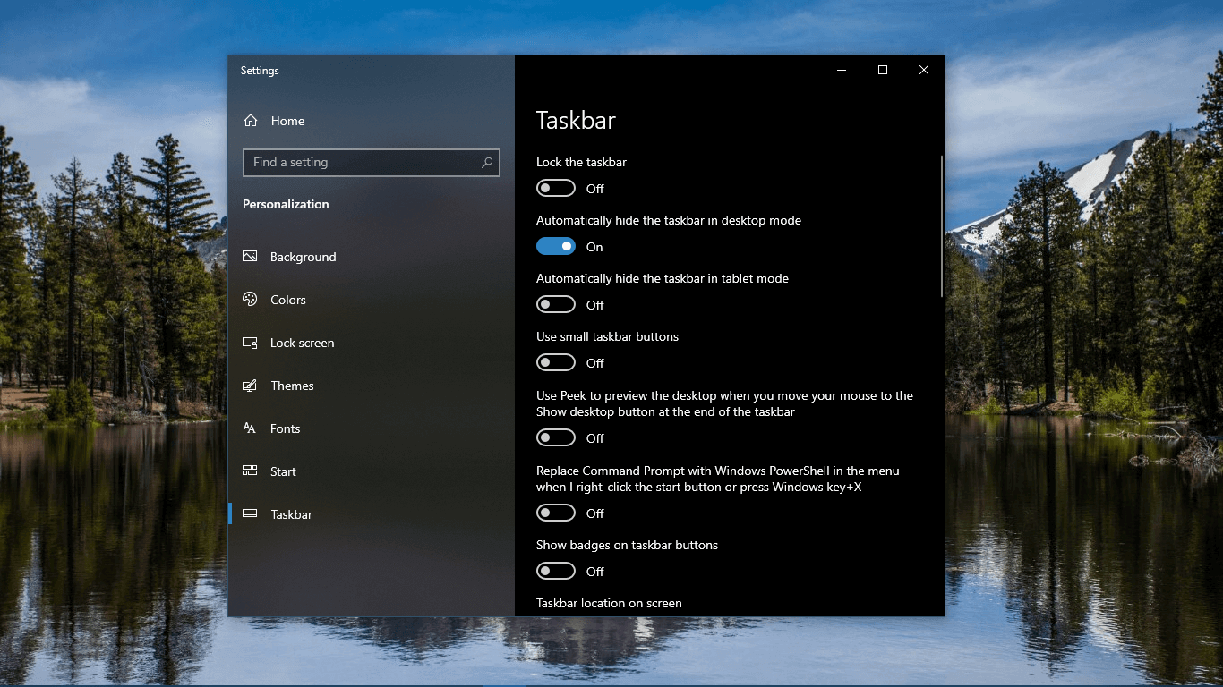 automatically hide taskbar