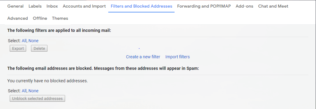 create a new filter after