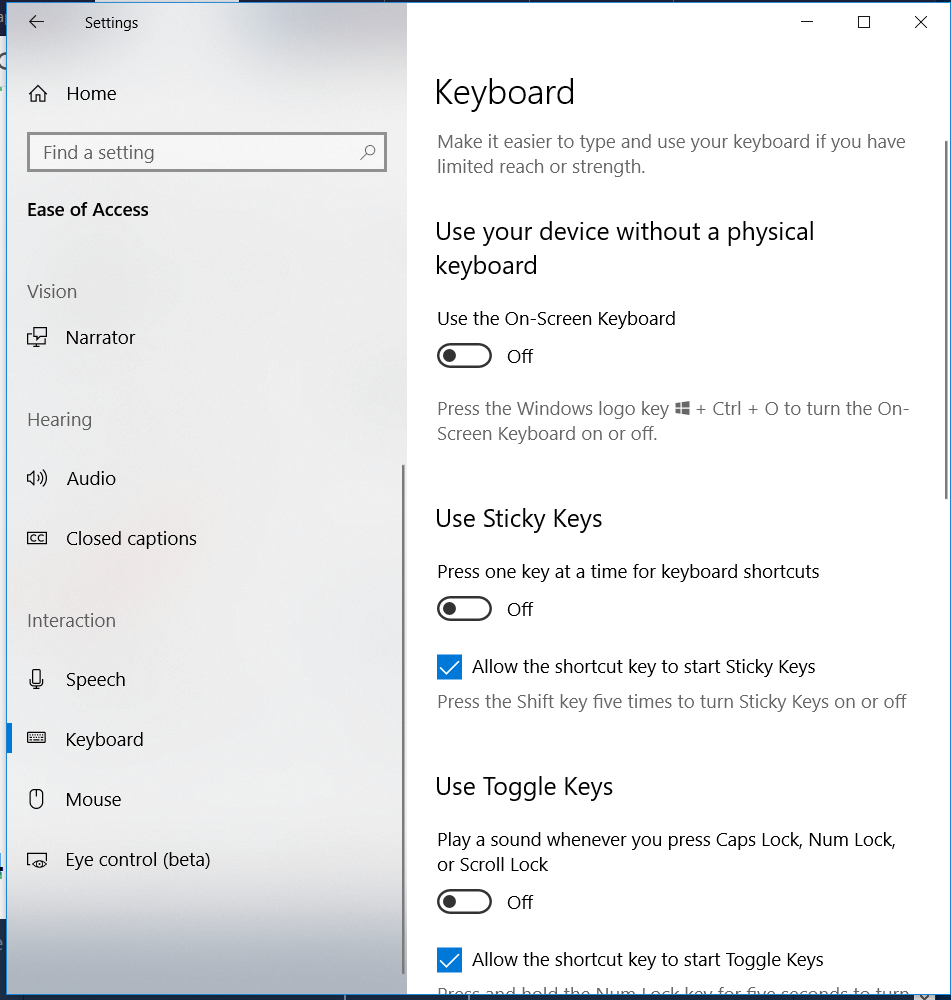 ctrl key not working