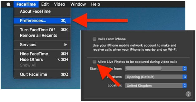 facetime setting