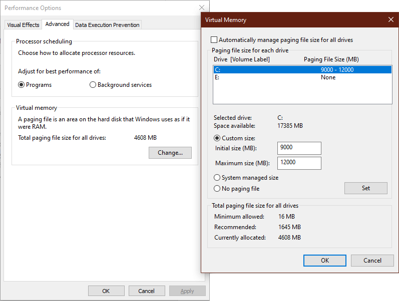 increase virtual memory