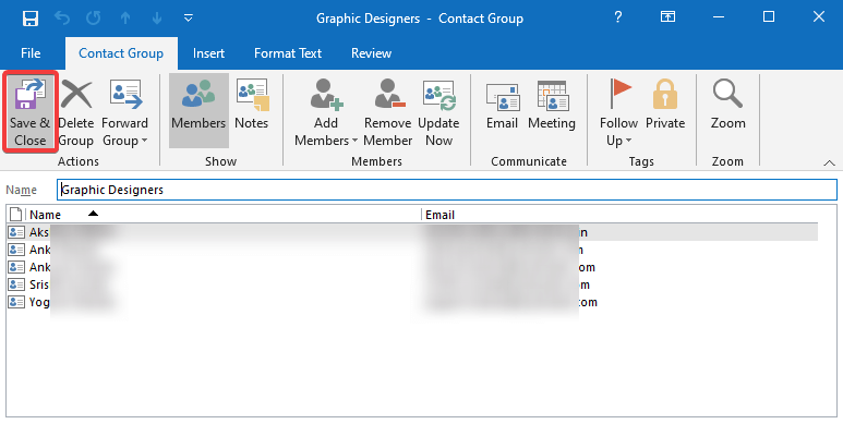 saving a contact group