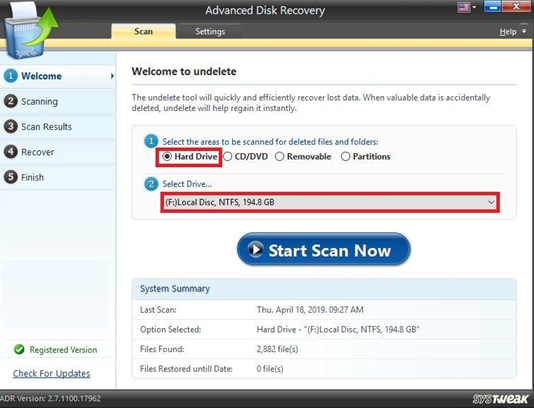 Advance disk recovery software