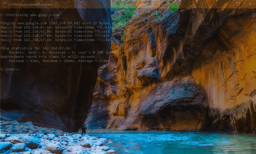 Check internet connectivity in command prompt