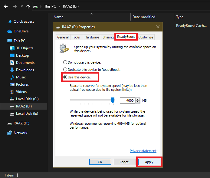 Convert Pen Drive to RAM for ReadyBoost