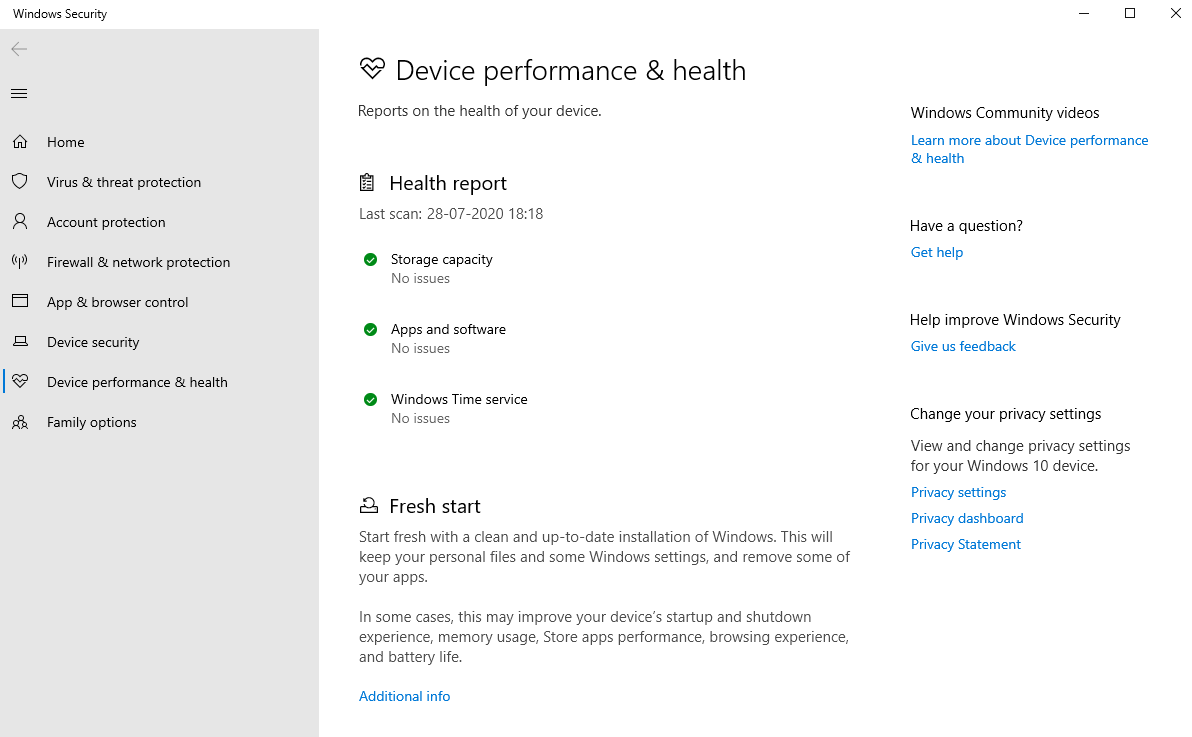 Device performance and Health
