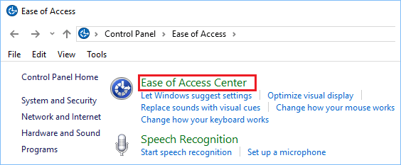 Ease of Access Center
