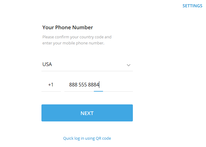 Enter Number for Telegram
