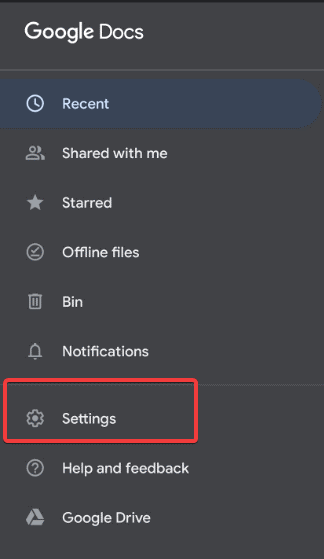 Google Doc Setting