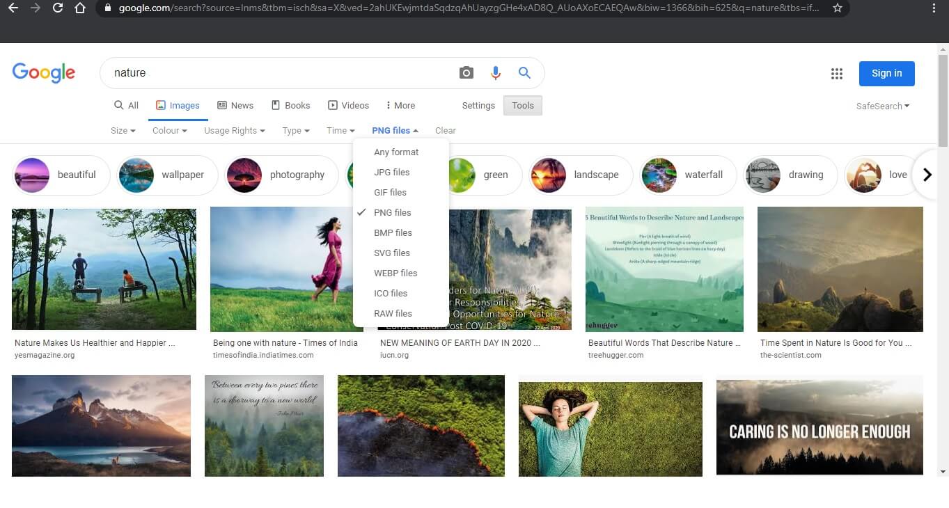 How to search images with file type