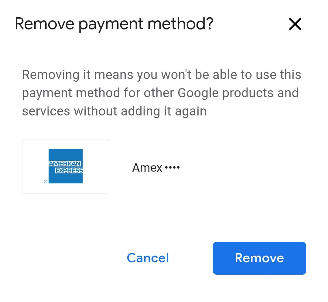 Remove Payment Method