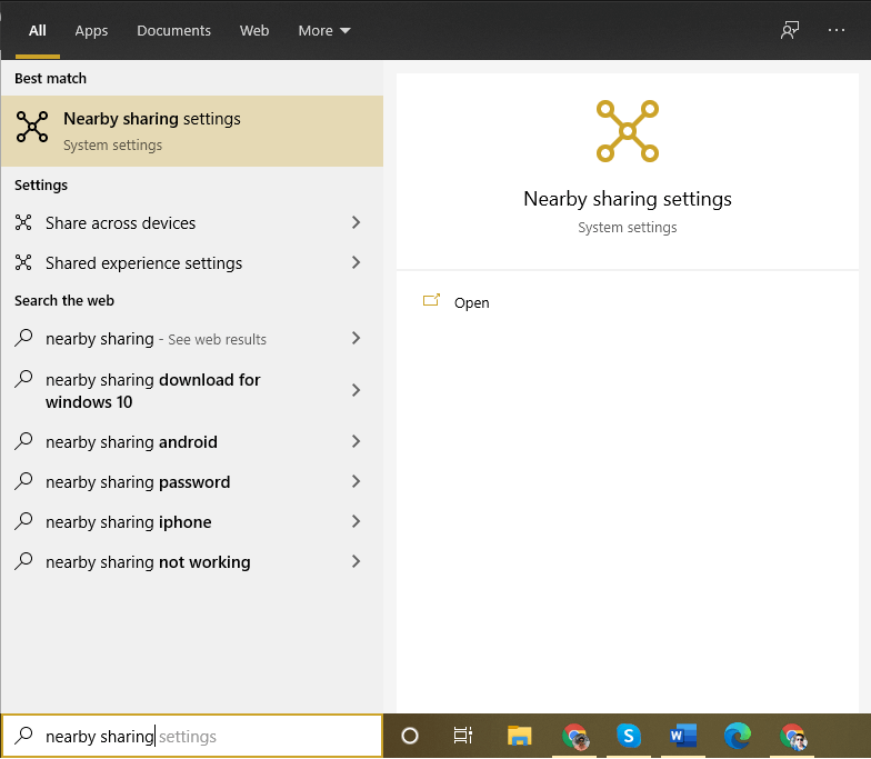 Windows 10 Nearby Sharing