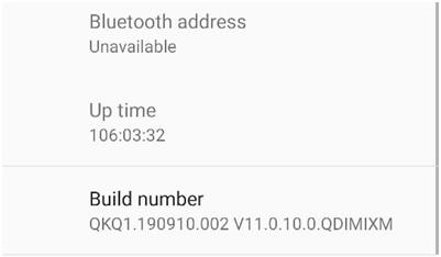 build number on android