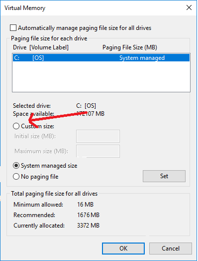 Enter Size Value of Virtual Memory