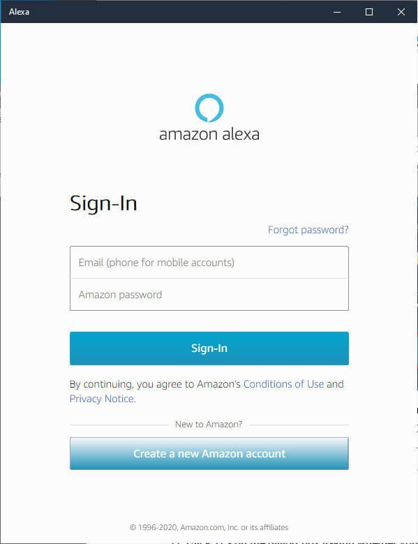 Login to Amazon Alexa Acount