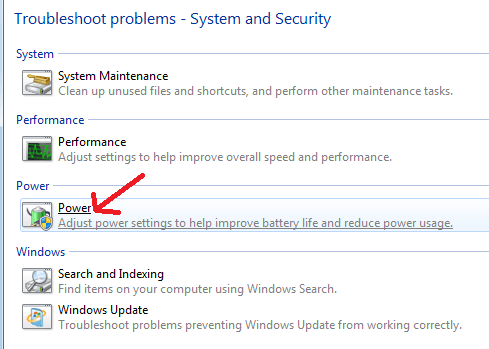 Next Click on the Power Option