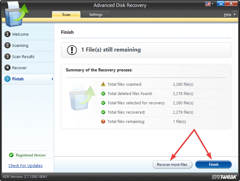 Recover More Files or finish