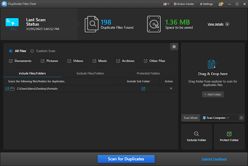 Scan all files