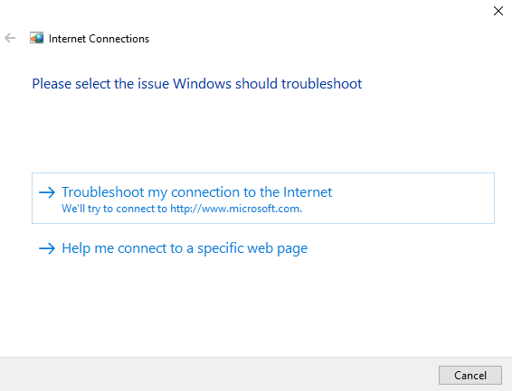 Troubleshoot my connection to the internet