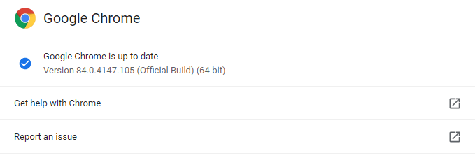 current version of the Chrome browser installed