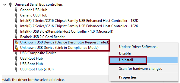 device descriptor request failed windows 10