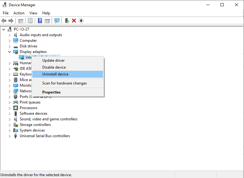 uninstall drivers