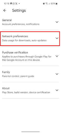 Network Preferences