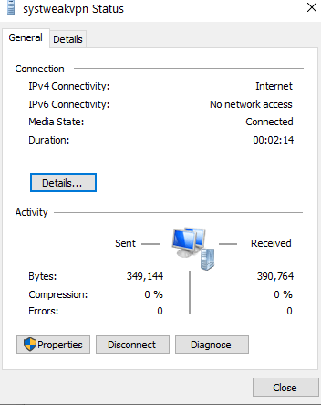 Systweak VPN Status