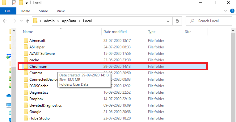 Uninstall Chromium -Control Panel
