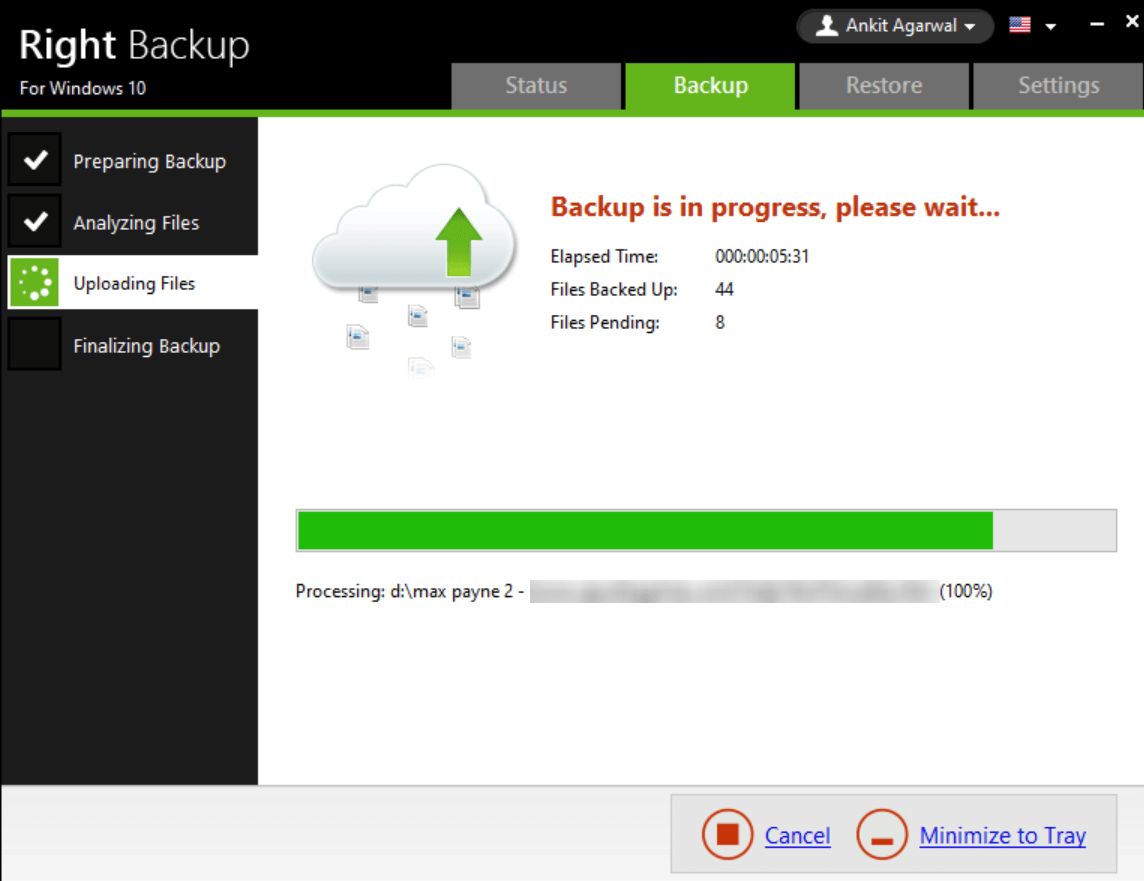 Backup in process