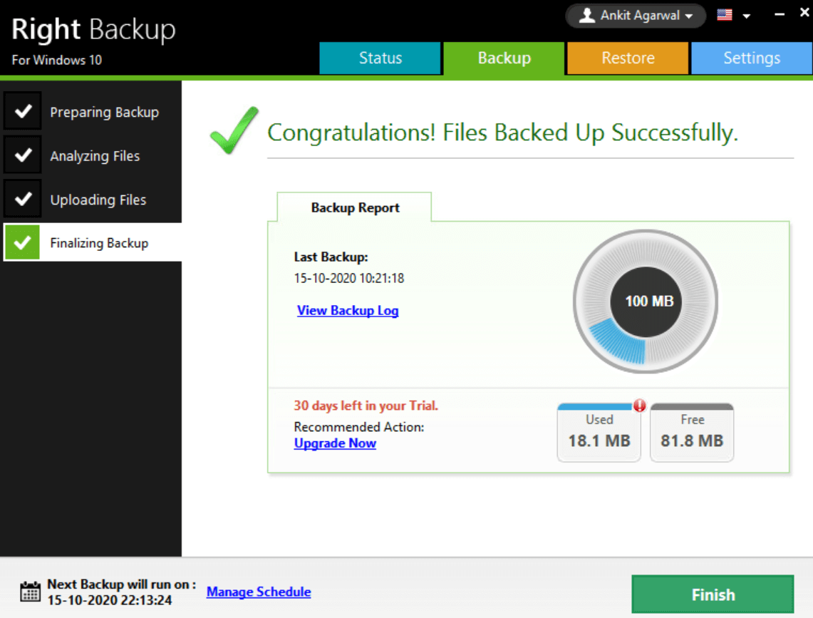 Backup report