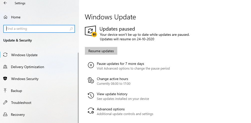 Check for Windows update