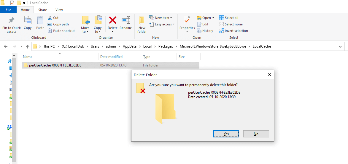 Clear Cache Using File Explorer