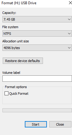 Format USB Drive
