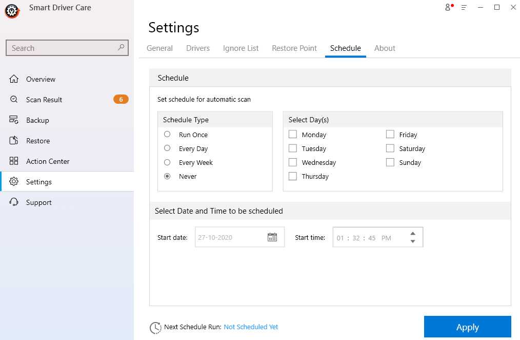 Smart Driver Care - Settings