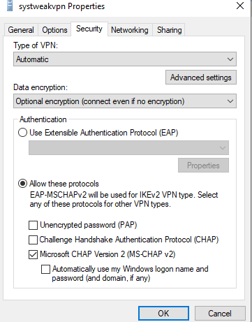 Use Microsoft CHAP Version 2