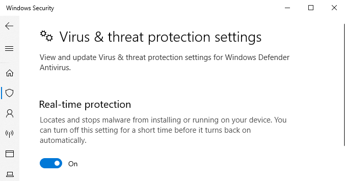 Virus and Threat Protection Settings