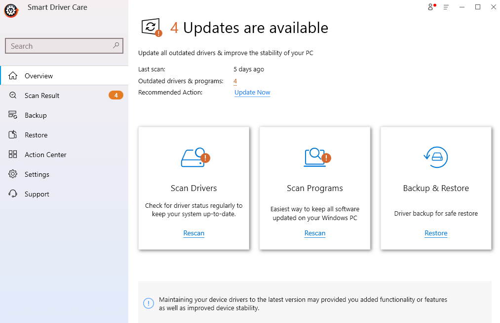 smart driver care - update are available
