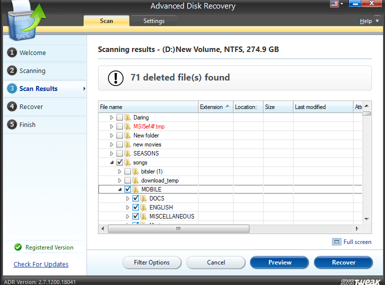 Advanced Disk Recovery - Scan Results
