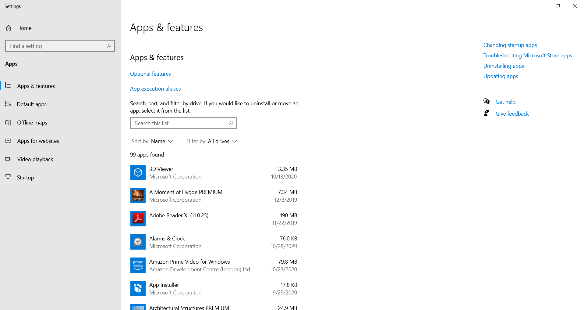 Apps & Features
