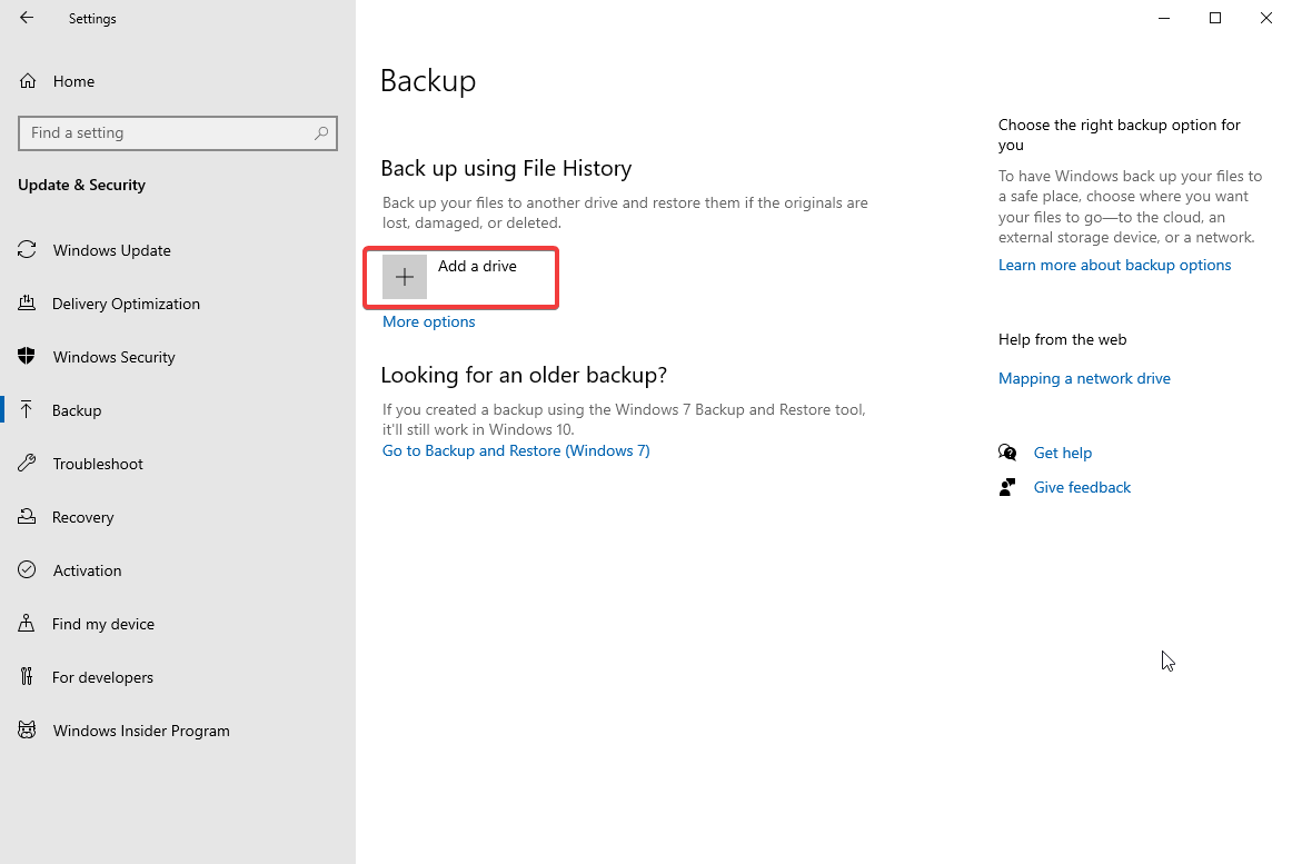 Backup using File History