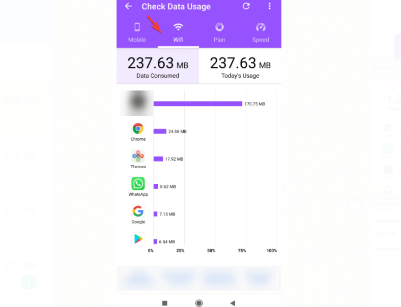 Check Wifi data usage