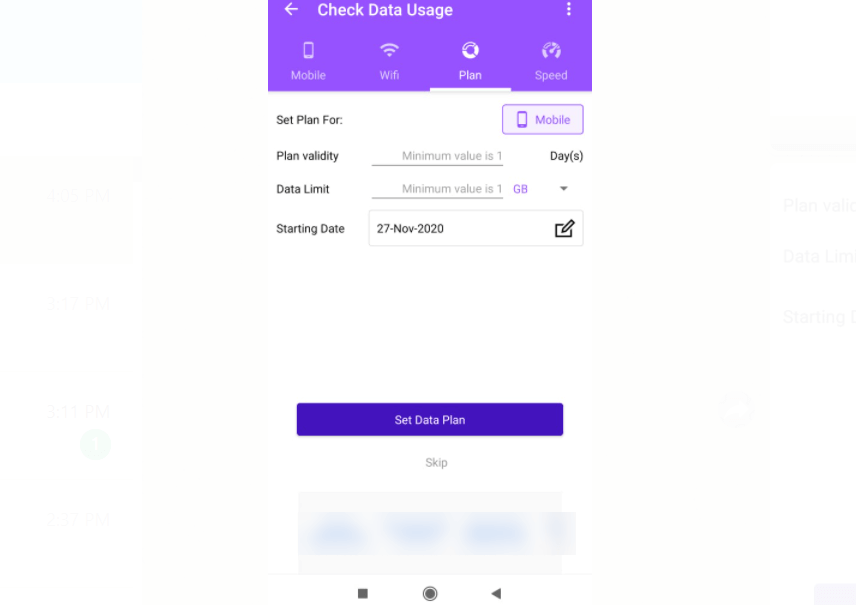 Check data usage
