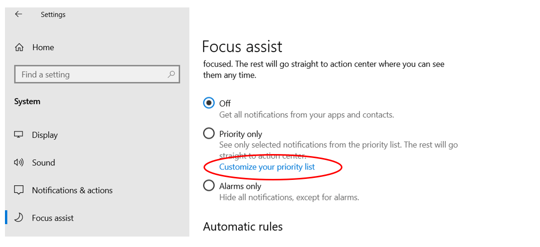 Customize Priority List